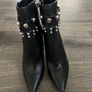 Michael Kors Women Amal Astor Studs Black Dress Heels Boots Zip Up Display Shoes